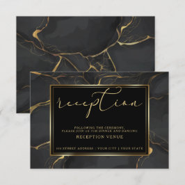 Convites RECEPÇÃO | Mármore Preto e Dourado Elegante