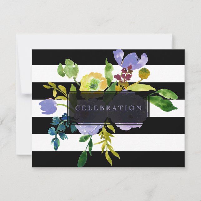 Convites Recepção mitzvah/DIYstripes/floral PixDezines (Frente)