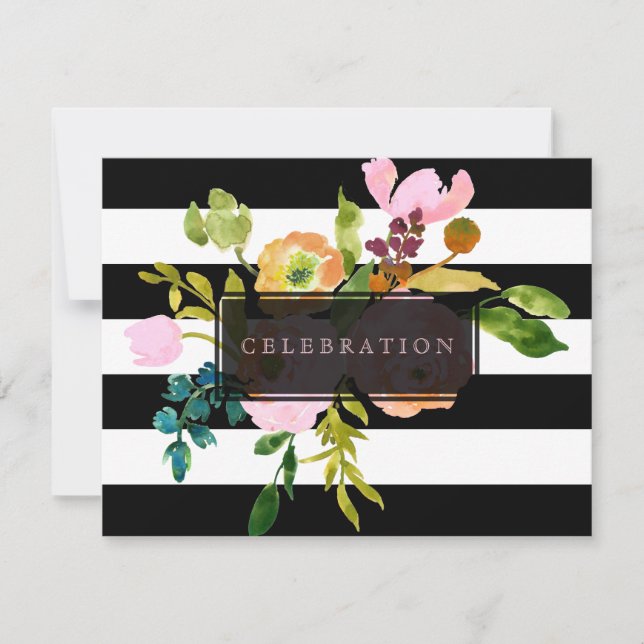 Convites Recepção mitzvah/DIYstripes/floral PixDezines (Frente)