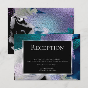 Convites Recepção  Modern Faux Metallic Teal Violet