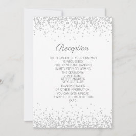 Convites Recepção Moderna de Glitter de Prata Branca Elegan