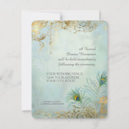 Convites Recepção para Jantar Pavão Elegante Casamento