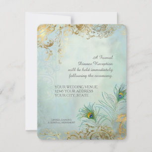 Convites Recepção para Jantar Pavão Elegante Casamento