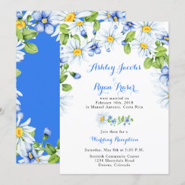 Convites Recepção Pós-Casamento Blue White Daisy Somente