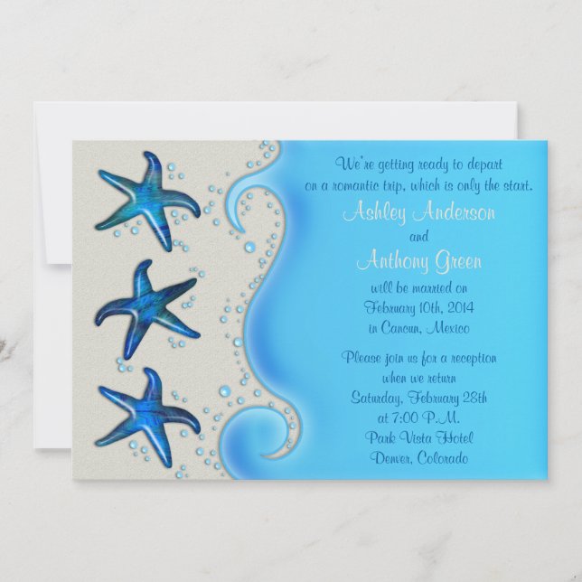 Convites Recepção Pós-Casamento Paua Shell Starfish Apenas  (Frente)