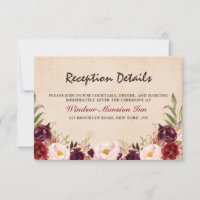 Recepção Rústica Boho Floral Vermelho Borgonha