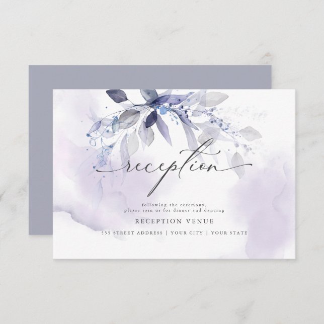 Convites Recepção Rústica De Folhagem Violeta (Frente/Verso)