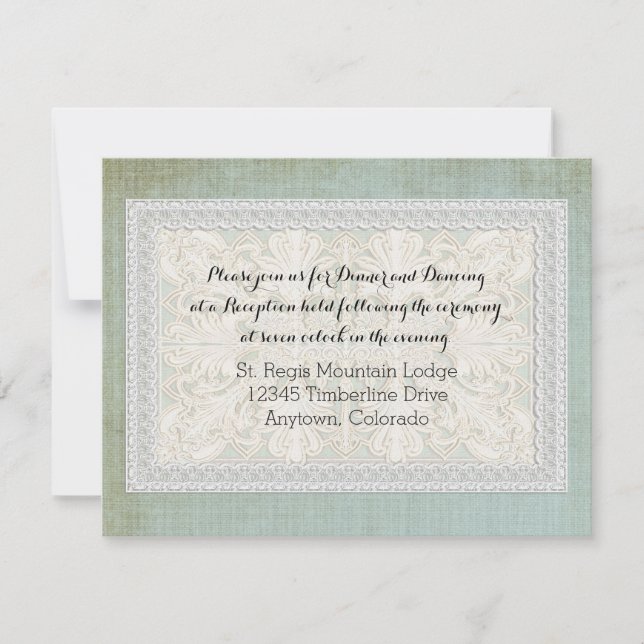 Convites Recepção Rústica Lace w Vintage Linen (Frente)