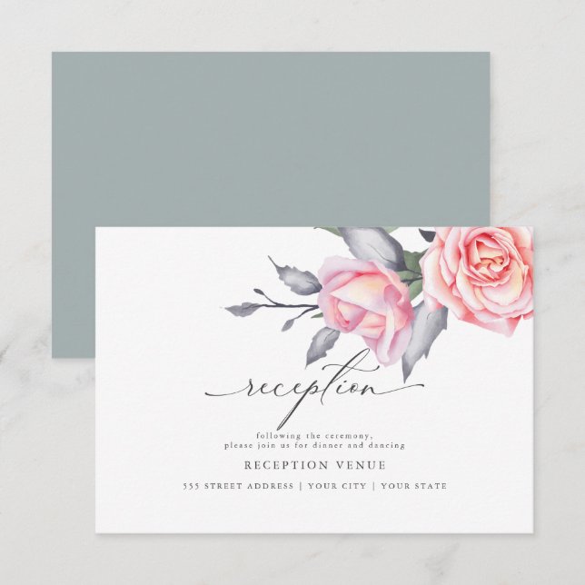 Convites Recepção Rústica Rosa Rosa Rosa Escamuflada (Frente/Verso)