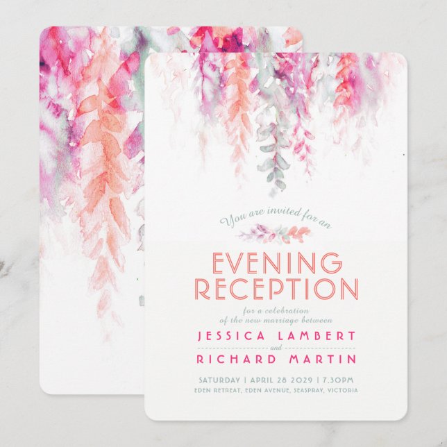 Convites Recepção verde-escura cor-de-água (Frente/Verso)