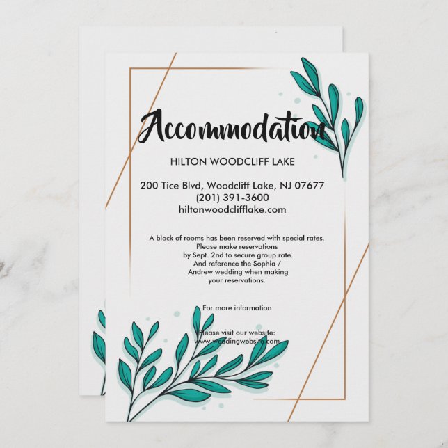 Convites Receptáculo de folha de ouro floral (Frente/Verso)