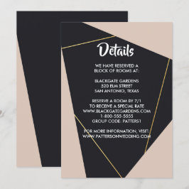 Convites Receptáculo geométrico preto-e-rosa e dourado