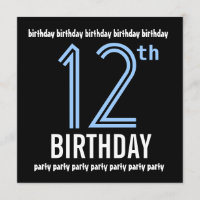 Reciclado 12 Festa de aniversário azul e preto mod