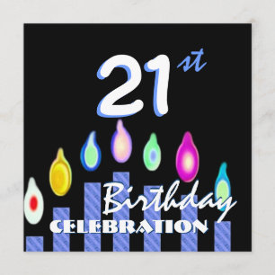 Convites Reciclado aniversário de 21 anos de Velas Azul St