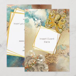 Convites Recife de coral de polvo aquarela marinho náutico