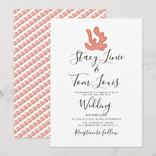 Convites Recife de Coral Desenhado à Mão Praia Tropical