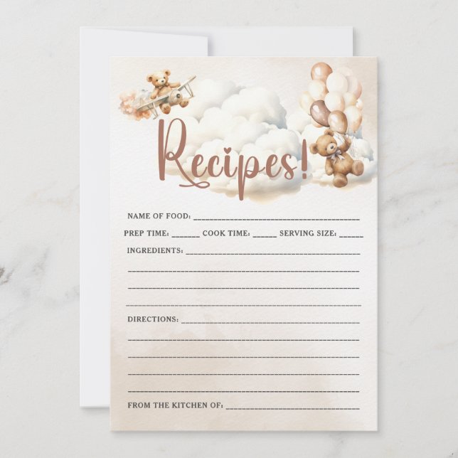 Convites RECIPES Chá de fraldas Game Cute Bear (Frente)