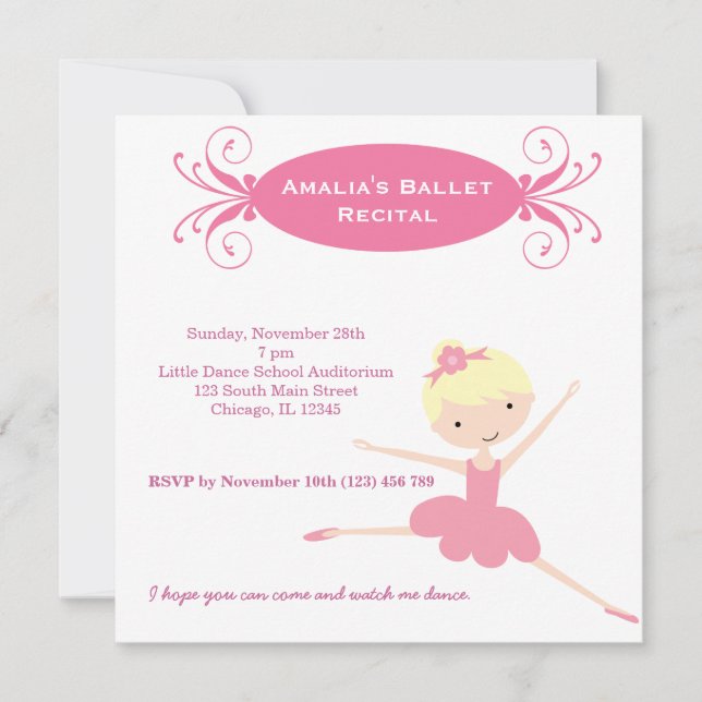 Convites Recital de Ballet (Frente)