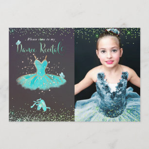 Convites Recital de Dança de Tutu Turquesa em Aquarela