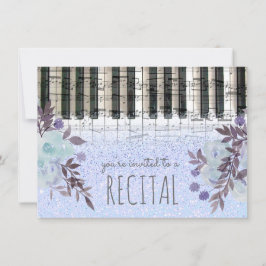 Convites recital de música de flores em aquarela