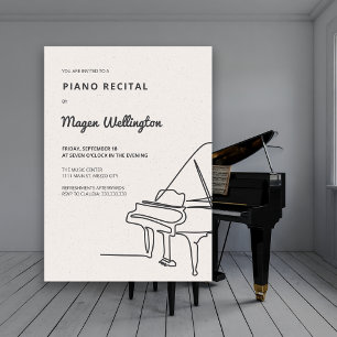 Convites Recital de Piano de Linha Moderna