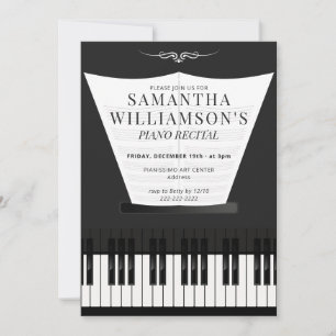 Convites Recital de Piano Elegante & Programa