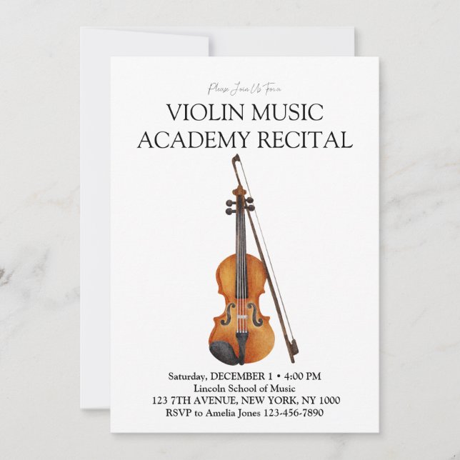 Convites Recital Especial da Academia de Música de Violino (Frente)