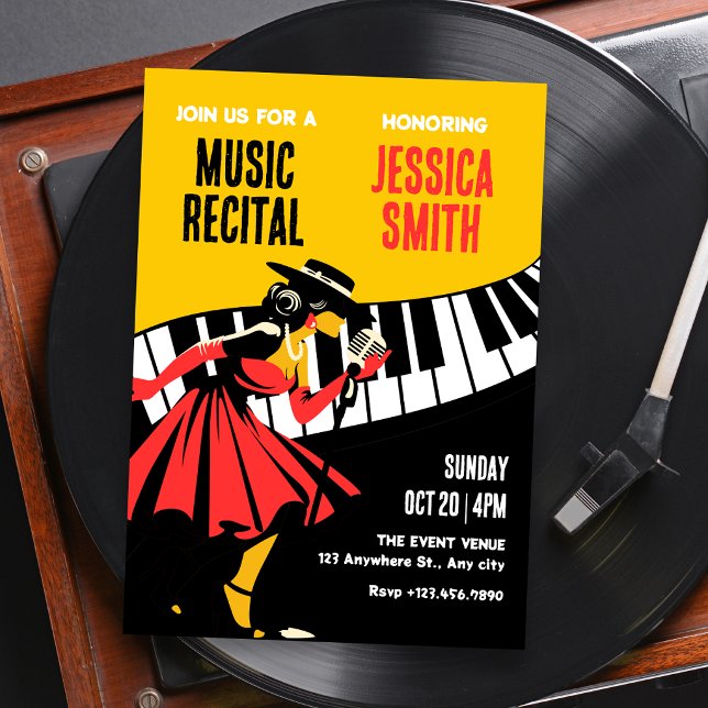 Convites Recital musical de jazz retrô (Criador carregado)