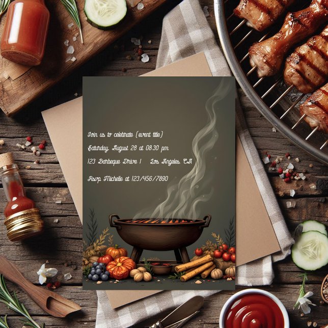 Convites Recolha Rustic Autumn Fall (Rustic Autumn BBQ Fall Gathering Invitation)