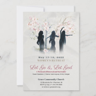 Convites Recuo de Igreja Feminino Flor de Pêssego Rosa Suav