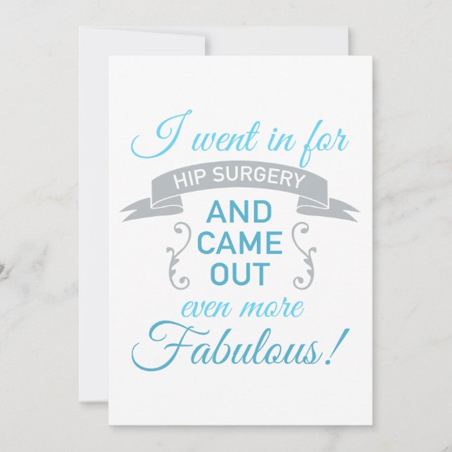 Convites Recuperação fabulosa de cirurgia da anca (azul) (Frente)