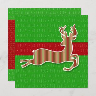 Convites Red and Green Deck - Feriado de Reindeer Halls