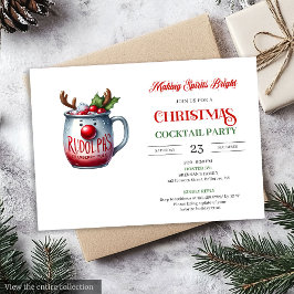 Convites Red and green festive cocktails party invitation