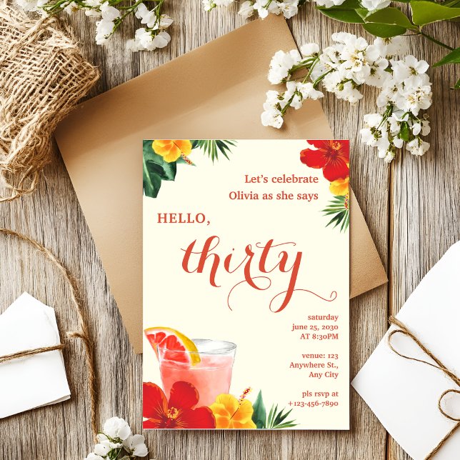 Convites Red and Yellow Cocktail Birthday Party (Criador carregado)