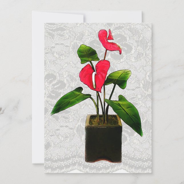 Convites Red Anthurium em Planter (Frente)
