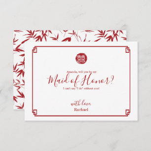 Convites Red Bamboo Você Será Minha Madrinha de casamento