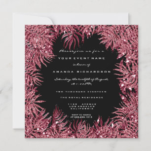 Convites Red Bean Fern Folhas Quadros Cor-de-Rosa Metálico