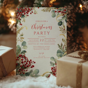 Convites Red Berries Greenery de Natal