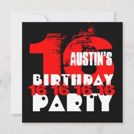 Convites RED BLACK 16th Festa de aniversário 16 anos V08