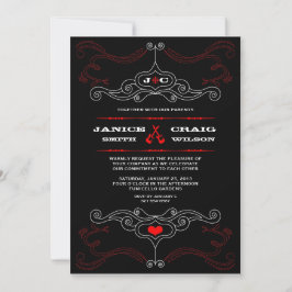 Convites Red & Black Rock 'n' Roll Music Themed Weding