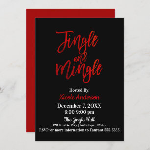 Convites Red Black Shine Modern Jingle e Mingle Party