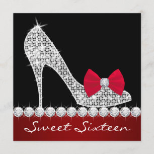 Convites Red Black Sweet High Heels Dezesseis Festas de ani