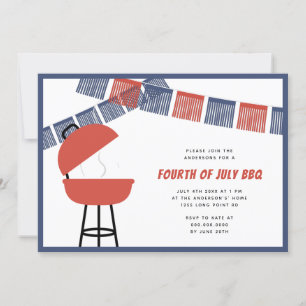Convites Red Blue & White Party Fringe 4 de julho Barbecue