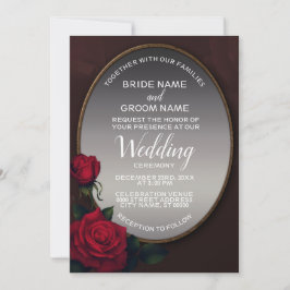 Convites Red Blush Floral Silver Gray Mirror Wedding