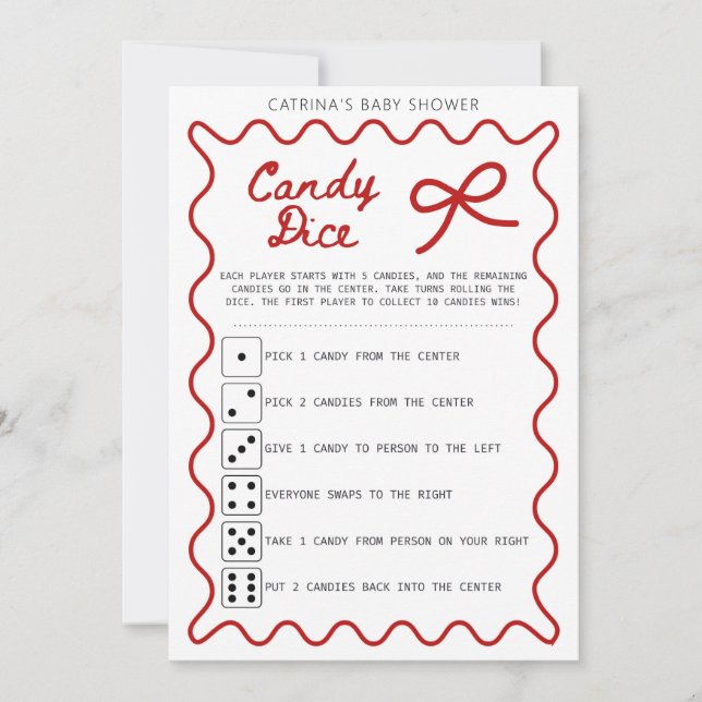 Convites Red Bow Baby Shower - Editable Name, 5x7 Invitatio (Frente)