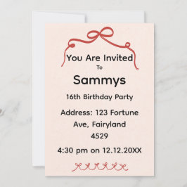 Convites Red Bow Party Invitation | Elegant Ribbon Bow 