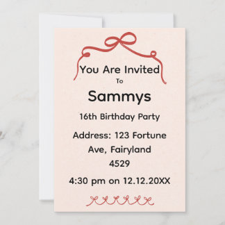 Convites Red Bow Party Invitation | Elegant Ribbon Bow