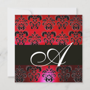 Convites RED BURGUNDY BLACK MONOGRAM, ruby white