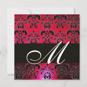 Convites RED BURGUNDY BLACK MONOGRAM, ruby white