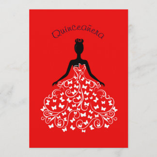 Convites Red Butterfly Quinceanera Ball Gown